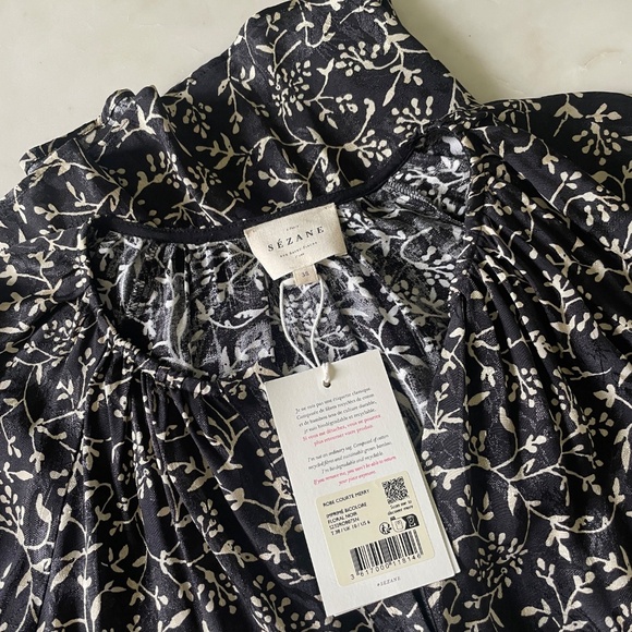 Sézane Merry Dress in Black & Ecru Floral Print - Picture 14 of 15